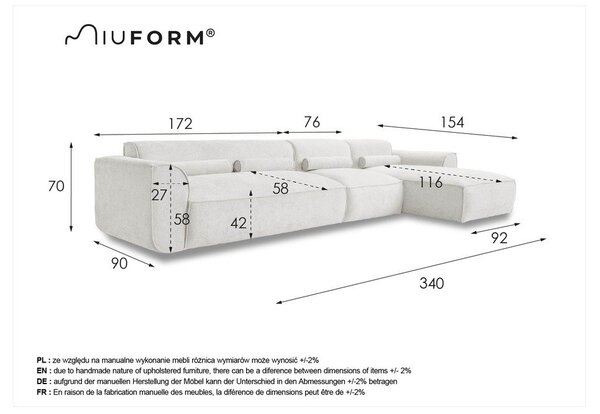 Krémová rohová pohovka (pravý roh) Flex Felix – Miuform