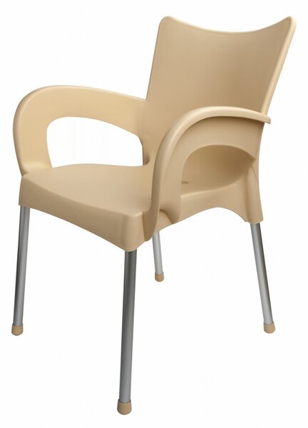 Mega Plast, plastová židle DOLCE (AL nohy), 82,5 x 59 x 55 cm, stohovatelná, krémová