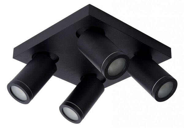 Lucide 09930/20/30 stropní bodové svítidlo 4x5W | LED GU10 | 2200K/3000K | 4x320lm | IP44 - žárovka je součástí balení, černá, nastavitelné, stmívatelné, CCT