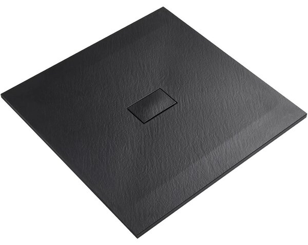 Sprchová vanička čtvercová FlexiCut - SMC/minerální kompozit - upravitelná - černá matná - 100x100x3 cm