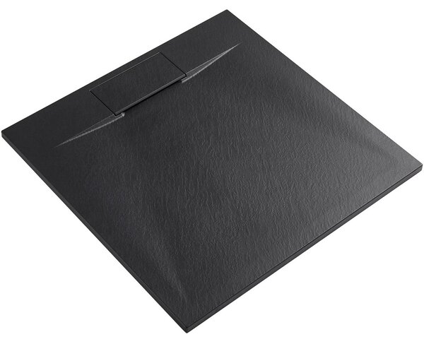 Sprchová vanička čtvercová Enzo - SMC/minerální kompozit - strukturovaná černá matná - 80x80x3 cm