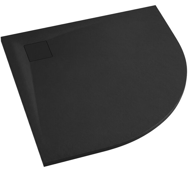 Sprchová vanička čtvrtkruhová Quarto - SMC/minerální kompozit - strukturovaná černá matná - 80x80x3 cm