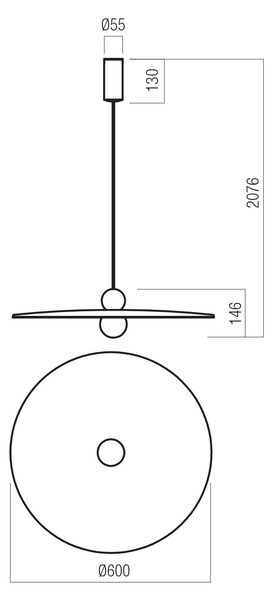 Redo Závěsné LED svítidlo NUWA ø 600mm, 7W Barva: Antracit-šedá, Teplota světla: 3000K - teplá bílá