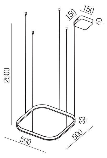 Redo Závěsné LED svítidlo ORION š: 500mm, 40W Barva: Černá, Stmívání, řízení: TRIAC