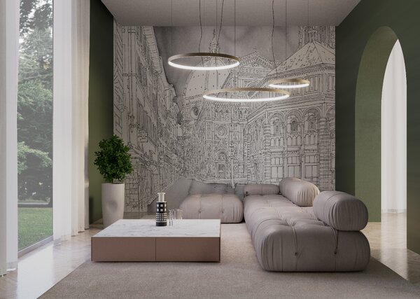 Redo Závěsné LED svítidlo ORION ø 500mm + 1000mm + 750mm, 176W Barva: Hnědá, Stmívání, řízení: TRIAC