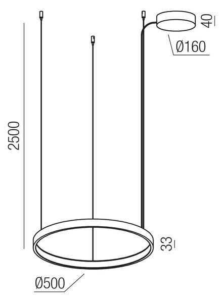 Redo Závěsné LED svítidlo ORION ø 500mm, 40W Barva: Černá, Stmívání, řízení: TRIAC