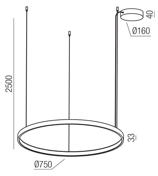 Redo Závěsné LED svítidlo ORION ø 750mm, 58W Barva: Černá, Stmívání, řízení: TRIAC