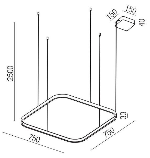 Redo Závěsné LED svítidlo ORION š: 750mm, 58W Barva: Černá, Stmívání, řízení: TRIAC