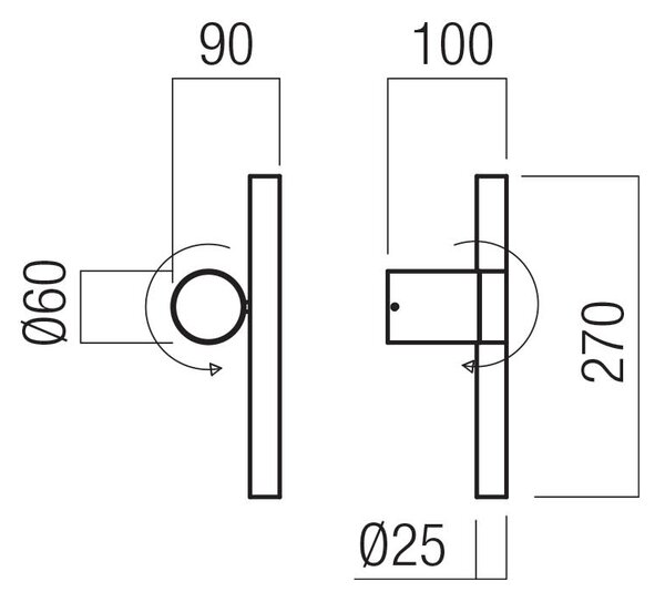 Redo Nástěnné LED svítidlo PRAXI v: 270mm, 8,3W Barva: Černá-hnědá, Teplota světla: 3000K - teplá bílá