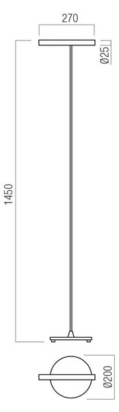 Redo Stojací LED lampa PRAXI v: 145cm, 8,3W Barva: Černá-nikl, Teplota světla: 3000K - teplá bílá