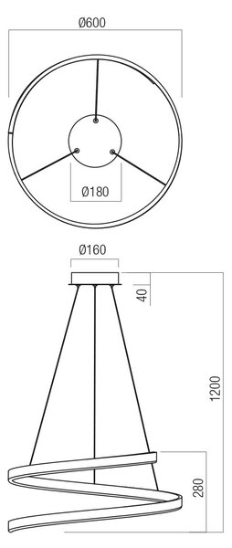 Redo Závěsné LED svítidlo SCROLL ø 600mm, 38W Barva: Černá