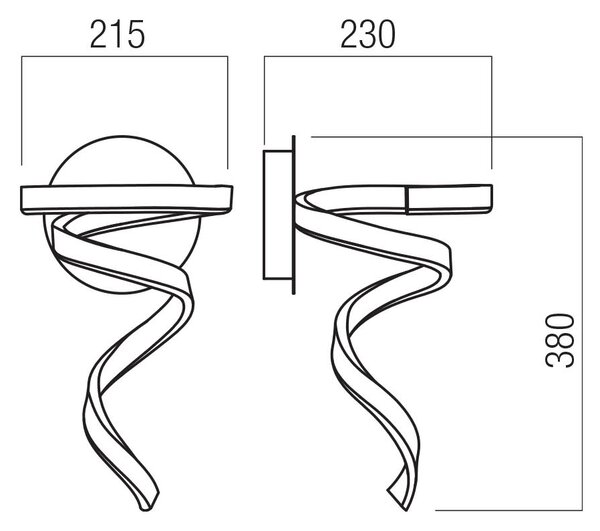 Redo Nástěnné LED svítidlo SCROLL v: 380mm, 15W Barva: Bronzová
