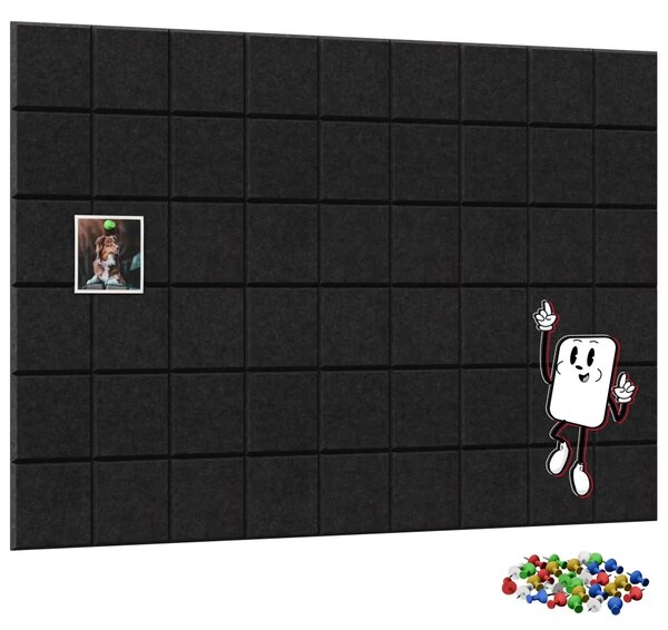 Filcové nástěnné panely 30×30 cm černé – 6 ks, Z6_FELT30x30BLACK