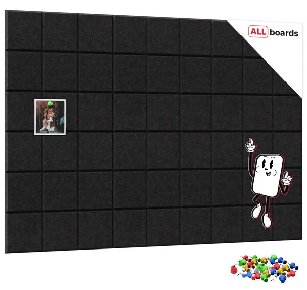 Filcové nástěnné panely 30×30 cm černé – 6 ks, Z6_FELT30x30BLACK