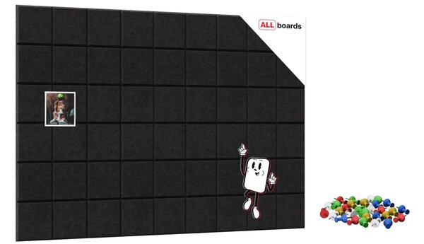 Filcové nástěnné panely 30×30 cm černé – 6 ks, Z6_FELT30x30BLACK