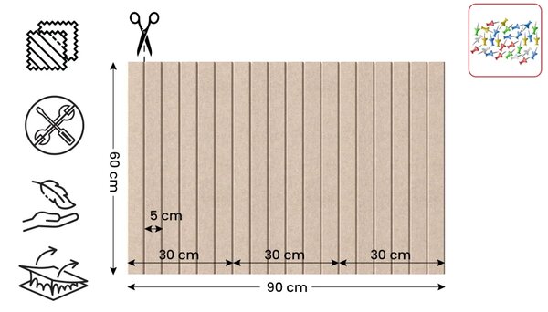 Filcové panely na zeď 90×60 cm camel, Z3_FELT60x30CAMEL