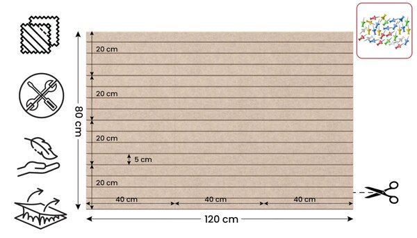 Filcové panely na zeď 120×80 cm camel, Z12_FELT40x20CAMEL