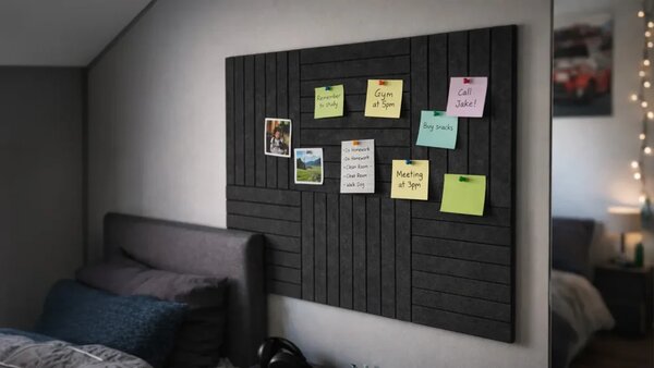 Filcové panely na zeď 120×80 cm černé, Z12_FELT40x20BLACK
