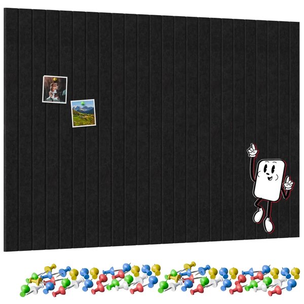 Filcové panely na zeď 120×80 cm černé, Z12_FELT40x20BLACK