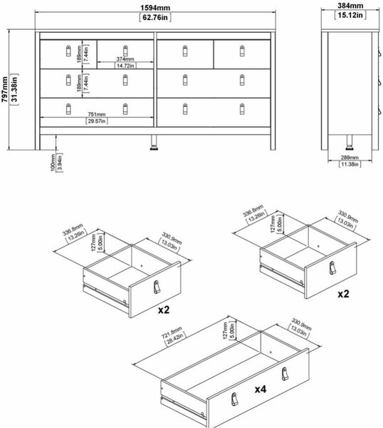 Tvilum Komoda THREE REE 159,5 cm černá