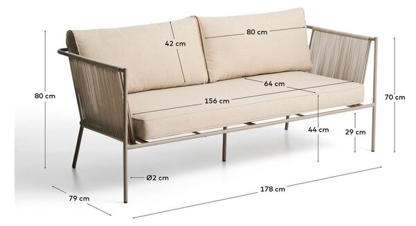Béžová čalouněná zahradní pohovka Zivia – Kave Home