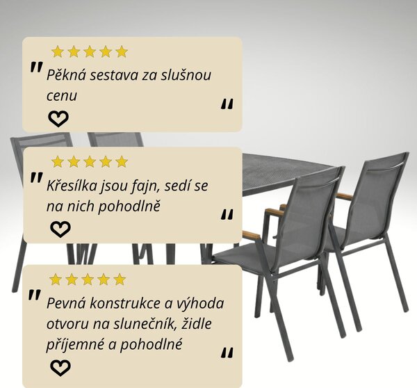Vikio Zahradní jídelní kovový set pro 4 osoby V124T antracit