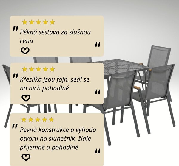 Vikio Zahradní jídelní kovový set pro 6 osob V126T antracit