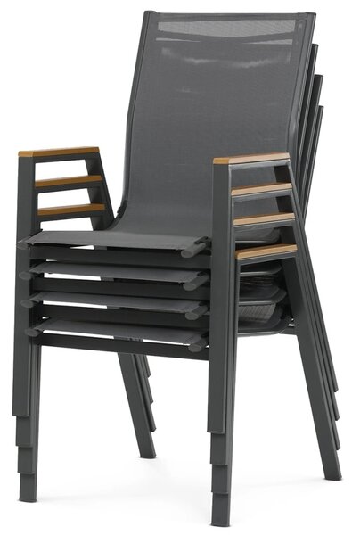 Vikio Zahradní jídelní kovový set pro 6 osob V126T antracit