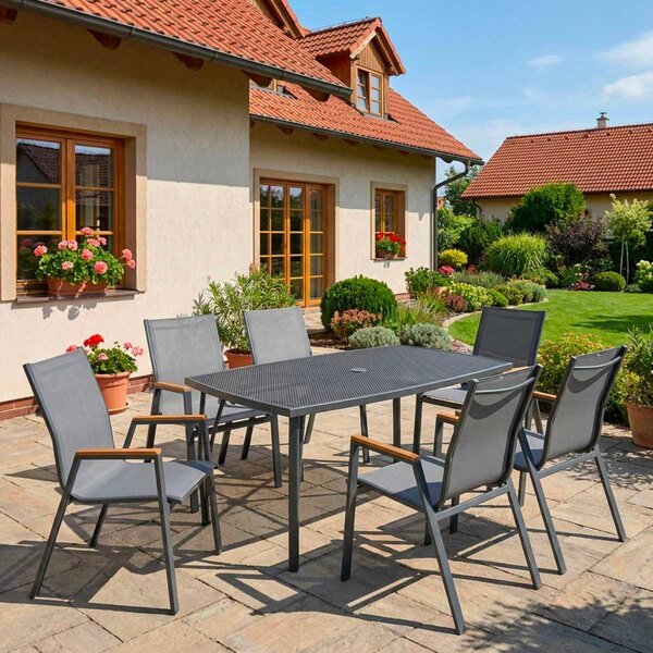 Vikio Zahradní jídelní kovový set pro 6 osob V126T antracit
