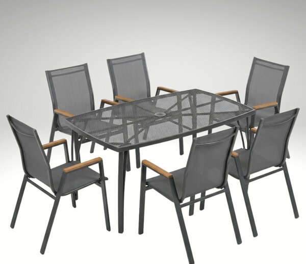 Vikio Zahradní jídelní kovový set pro 6 osob V126T antracit