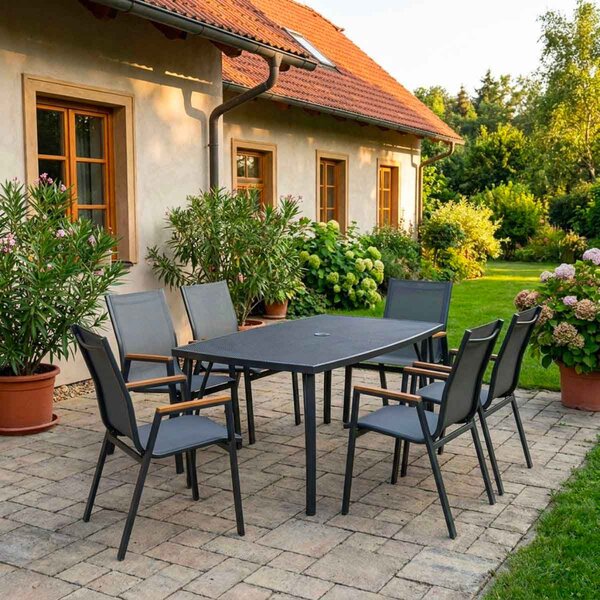Vikio Zahradní jídelní kovový set pro 6 osob V126T antracit