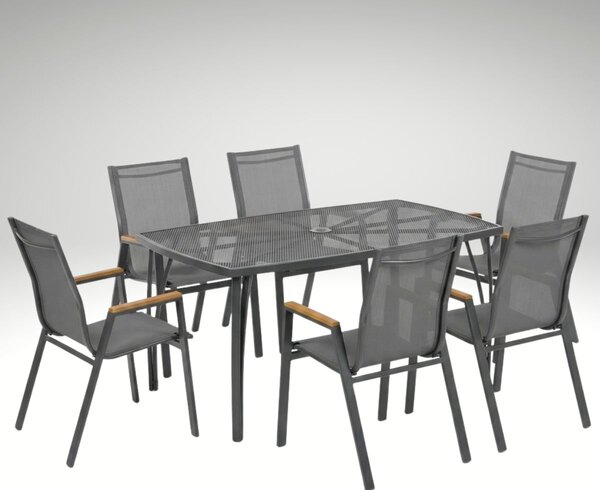 Vikio Zahradní jídelní kovový set pro 6 osob V126T antracit