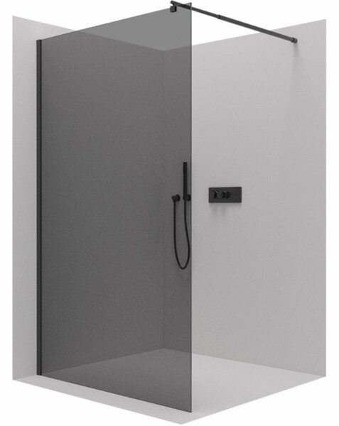 Cerano Onyx, sprchová zástěna Walk-in 60x200 cm, 8mm šedé sklo, černý profil, CER-CER-426400
