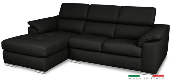 Kožená rohová sedací souprava LOREN II, levá, tm. šedá (madras - 125 dark grey)