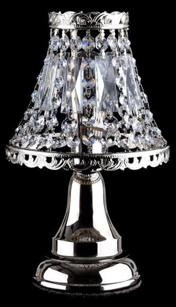 DBK GLASS Stříbrná štrasová křišťálová stolní lampa s jednou žárovkou SE-7126-1-NK