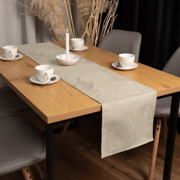 Biante Běhoun na stůl/imitace broušené kůže Alcantara ALC-007 Krémově béžový 20x120 cm