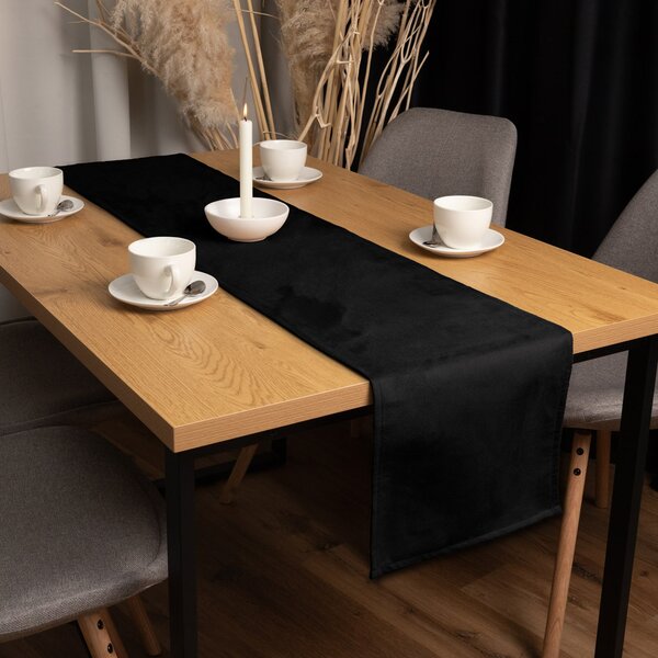 Biante Běhoun na stůl/imitace broušené kůže Alcantara ALC-012 Černý 20x120 cm