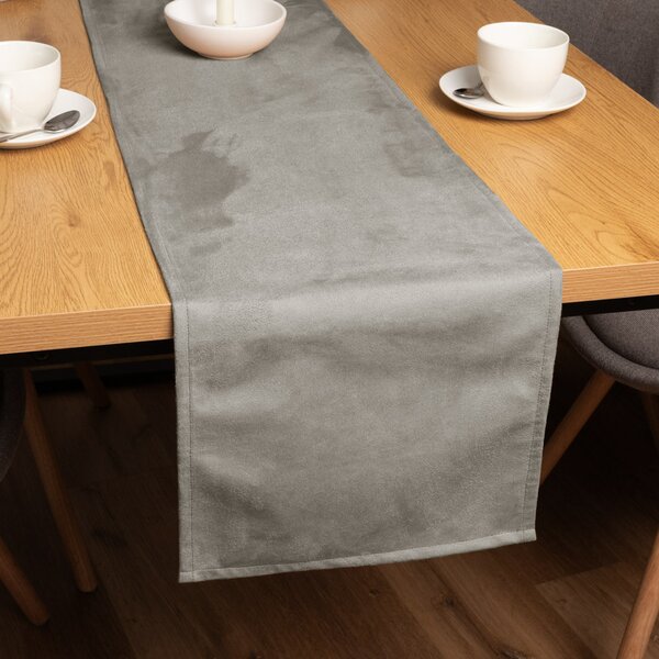 Biante Běhoun na stůl/imitace broušené kůže Alcantara ALC-014 Světle šedý 20x120 cm