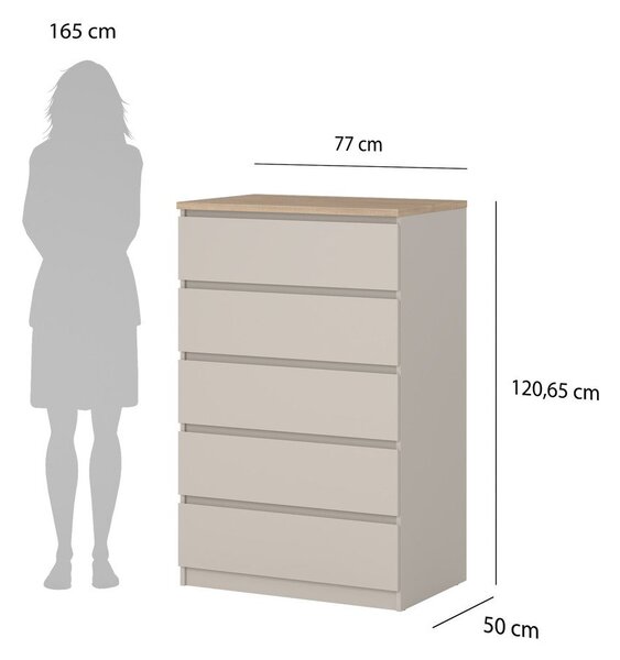 Krémová komoda 77x121x50 cm Naia – Tvilum