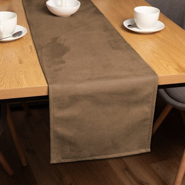 Biante Běhoun na stůl/imitace broušené kůže Alcantara ALC-015 Světle hnědý 20x120 cm