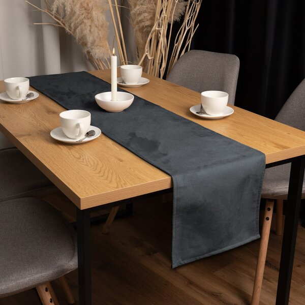 Biante Běhoun na stůl/imitace broušené kůže Alcantara ALC-016 Antracitově šedý 20x120 cm