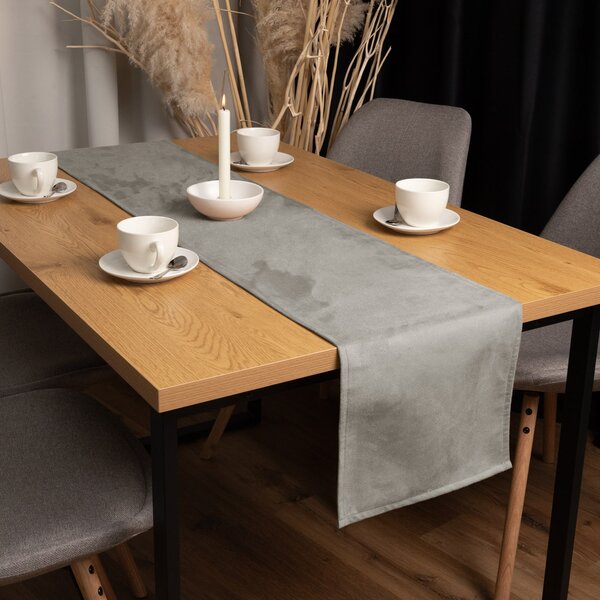 Biante Běhoun na stůl/imitace broušené kůže Alcantara ALC-014 Světle šedý 20x120 cm