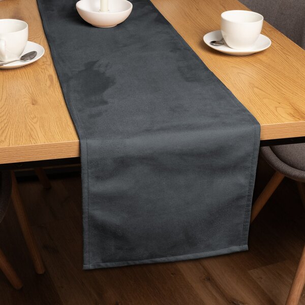 Biante Běhoun na stůl/imitace broušené kůže Alcantara ALC-016 Antracitově šedý 20x120 cm
