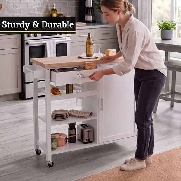 Kuchyňský ostrůvek na kolečkách z kaučukového dřeva 48x105 cm Frankfurt – Premier Housewares