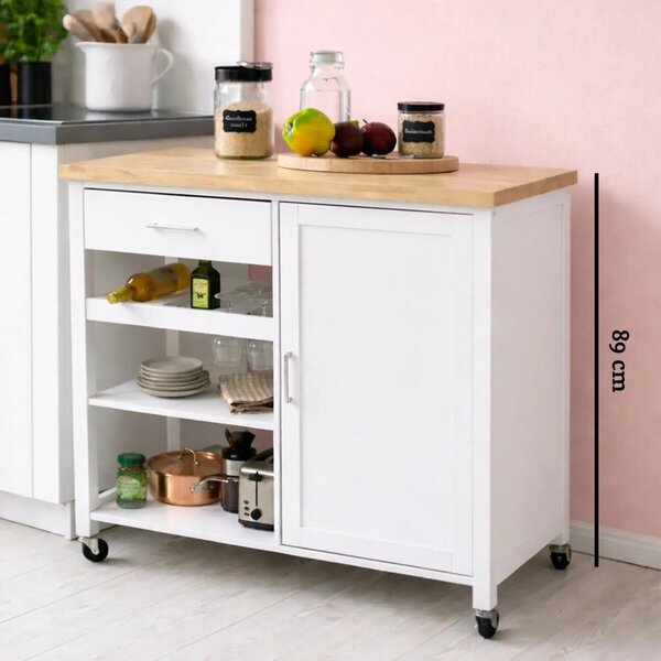 Kuchyňský ostrůvek na kolečkách z kaučukového dřeva 48x105 cm Frankfurt – Premier Housewares
