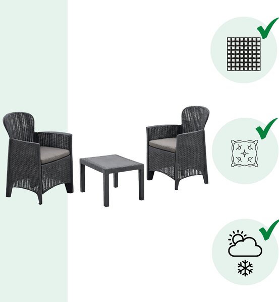Zahradní set AKITA, 3-dílný, antracitová I.P.A.E-Progarden