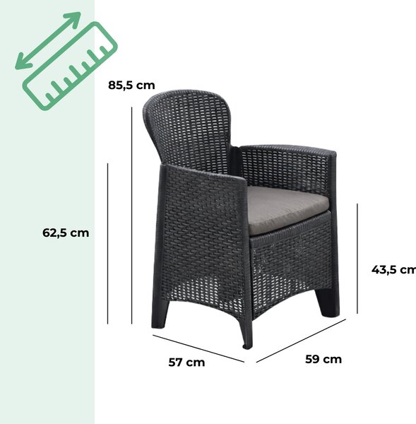 Zahradní set AKITA, 3-dílný, antracitová I.P.A.E-Progarden