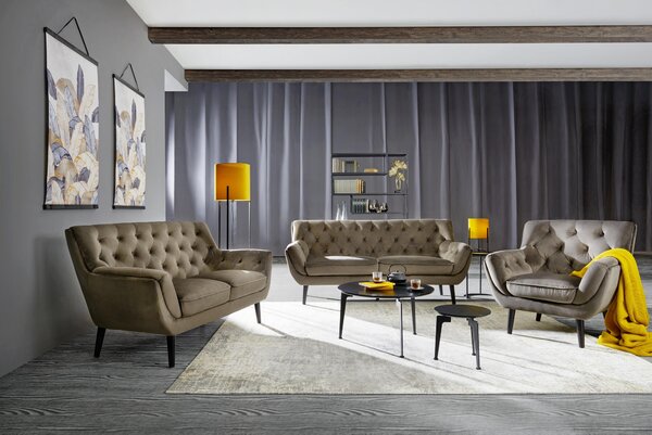 POHOVKA CHESTERFIELD, textil, šedá Stylife - Pohovky