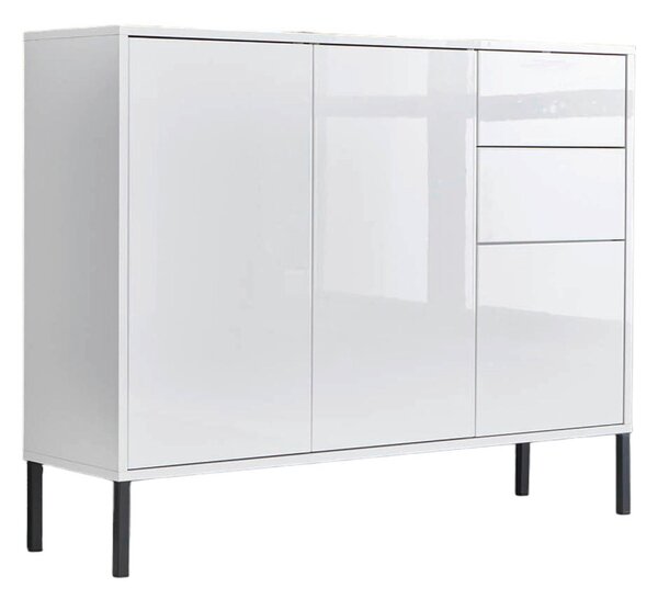 KOMODA, bílá, vysoce lesklá bílá, 105,5/86/33 cm MID.YOU - Komody na nožičkách, Online Only
