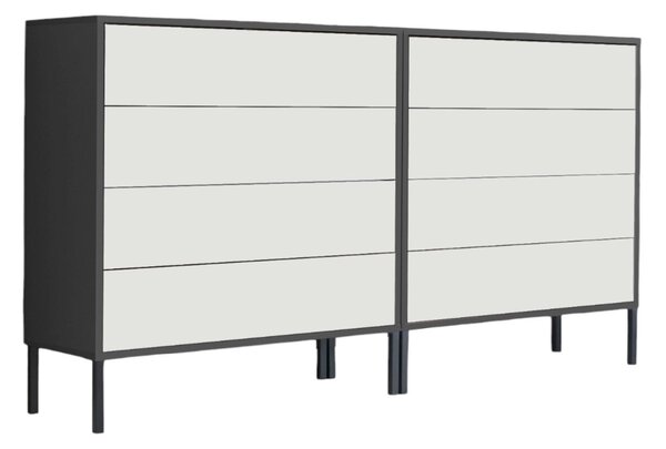 ŠIROKÁ KOMODA, antracitová, bílá, 158/86/33 cm MID.YOU - Komody na nožičkách, Online Only
